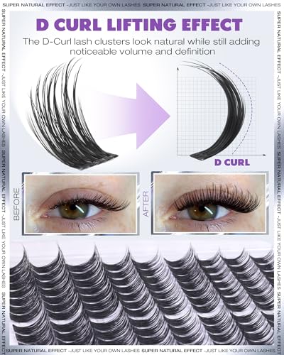 EYDEVRO Wispy Lash Clusters kit Eyelash Clusters Kit Natural Cluster Eyelash Extensions 10-16mm D Curl Cluster Lashes Salo...