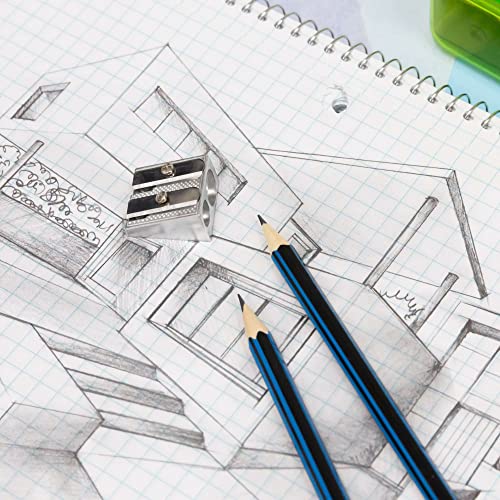 BAZIC Pencil Sharpener Metal Silver Dual Blades, Standard & Jumbo Size Pencils Crayon, Double Blade Sharpeners (3/Pack), ...