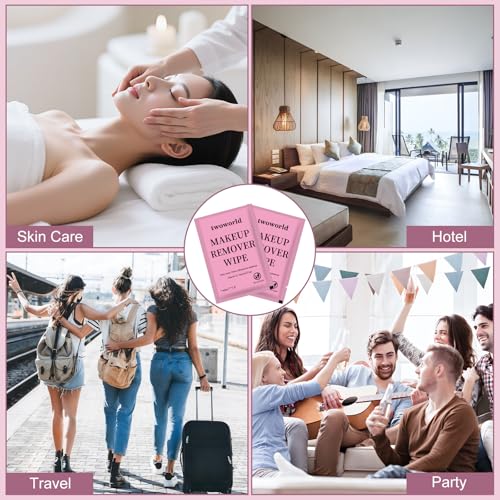 Twoworld Makeup Remover Wipes Bulk Individually Wrapped,Travel Makeup Wipes Gentle for Face Cleansing Mascara Lipstick Tra...