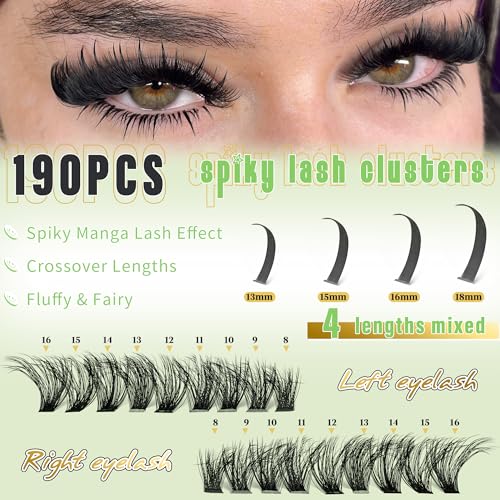 Lash Clusters with Spike Manga Lash Clusters Kit Spiky Lash Extension Individual Lashes Cluster Eyelash Extensions Left an...