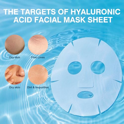 IREV Hyaluronic Acid Face Mask, Face Masks Skincare, Hydrating Mask For Face,Deep Moisturizing Face Sheet Mask, Facial Mas...