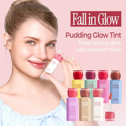 LOVB LOVB Pudding Glow Korean Lip Tint | Natural Lip Stain | Gloss to Stain | Long-Lasting & Non-Sticky | Lightweight Lip ...