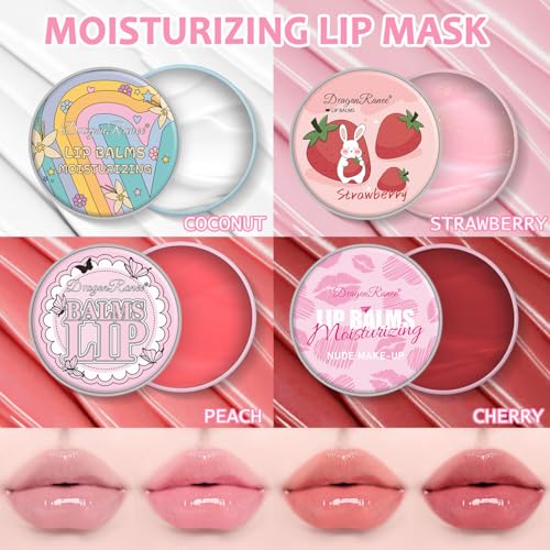 2 Pack Moisturizing Lip Masks, Strawberry Vitamin E Lip Balm Lip Care Gifts for Women Girls, Conditioning Lip Mask and Lip...