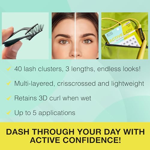 Ardell Active Lash Clusters, Dash - Waterproof, DIY Eyelash Extensions, Multi-Length Individual Lashes, Reusable False Eye...