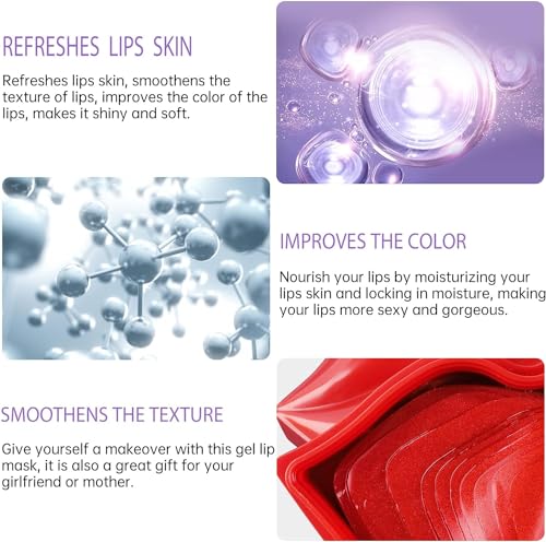 VEZE Lip Masks, Collagen Lip Mask 20 Pcs, Lip Mask for Dry Lips, Lip Masks Skincare, Crystal Lip Pads for Moisturizing, An...