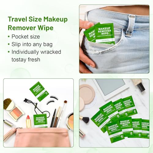 100 Count Makeup Remover Wipes Bulk Individually Wrapped, Travel Towelette Makeup Remover Individual Gentle Cleansing for ...