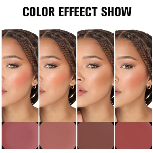 HHLTOH Matte Blush Cream Quads Makeup Palette, Blushes for Older Women Lip and Cheek Dual Blush Palette, Natural Lasting P...