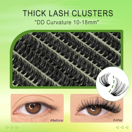 Fluffy Lash Clusters Kit 60D Eyelash Clusters 3D Lash Clusters Wispy D Curly Eyelash Extensions Kit Volume Eyelash Cluster...