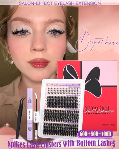 Volume Lash Clusters Kit Spikes Wispy Eyelash Clusters 60D 80D 100D Fairy Cluster Eyelash Extensions Kit with Bottom Lashe...