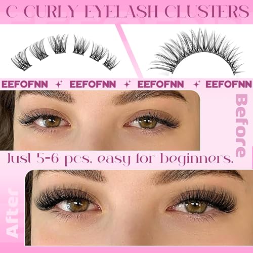 Lash Clusters Kit Wispy Cluster Eyelash Extensions Kit Natural Eyelash Clusters with Lash Bond and Seal Waterproof Tweezer...