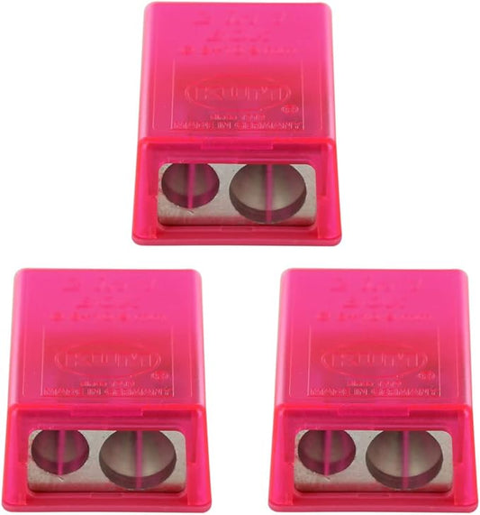 KUM AZ1032016-R - Pencil Sharpener with Container 2-in-1 M2, Pack of 3, Pink, Double Sharpener with Tin