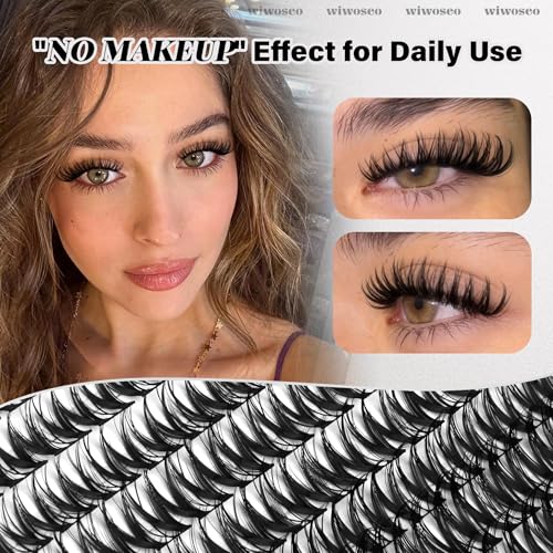 wiwoseo Flaunt Flora Lash Clusters Kit Flaunt Lash Clusters Kit Natural Lash Extension Kit Wispy Short Individual Lashes K...