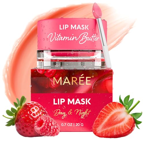 MAREE Lip Mask Overnight - Lip Moisturizer For Very Dry Lips - Hydrating Lip Butter Balm with Hyaluronic Acid & Collagen -...