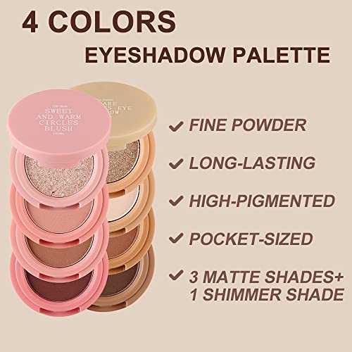 Erinde 4 Colors Eyeshadow Palette, Matte Shimmer Quartet, High Pigmented, Long Lasting, Ultra-Blendable, Rich Colors with ...
