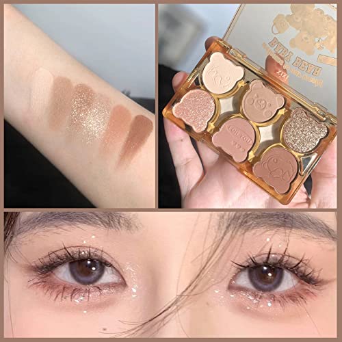 6 Color Eyeshadow Palette Matte & Shimmer Eyeshadows Blendable & Long Lasting Eye Shadow Blendable & Buildable Eye Makeup ...