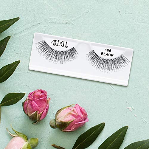 Ardell Natural Lashes False Eyelashes 105 - Black, Lightweight, Full Volume Strip Lashes for Eye-Enhancing Look, 4 Pack