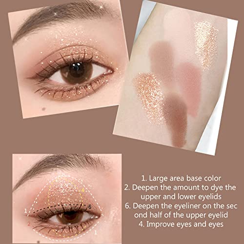 6 Color Eyeshadow Palette Matte & Shimmer Eyeshadows Blendable & Long Lasting Eye Shadow Blendable & Buildable Eye Makeup ...