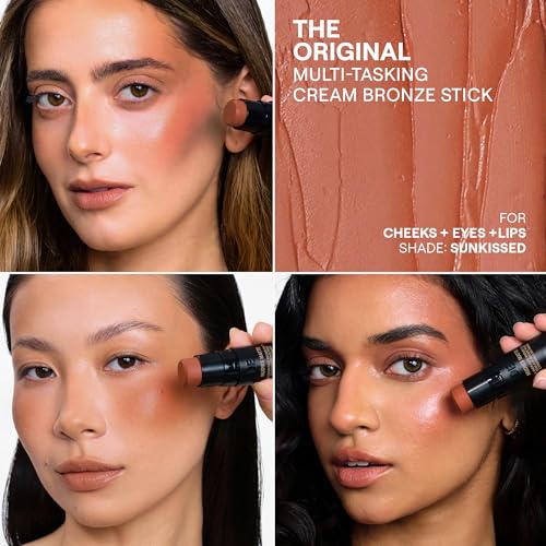 Nudestix Nudies Bronze All Over Matte Bronzing Stick – 3-in-1 Cream Bronzer for Cheeks, Eyes & Lips with Built-In Brush | ...