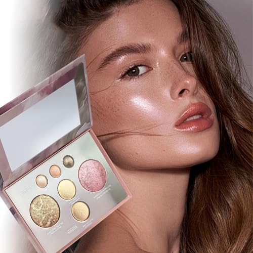 K'APEINE All in One Baked Makeup Palette, Dark Brown Eyeshadow, Blush Highlighter & Bronzer Face Kit Neutral Baked Powder ...