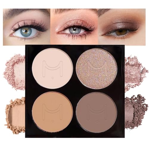 HHLTOH 4 Colors Eyeshadow Makeup Palette – Christmas Gifts for Older Women, Neutral Light Nude Ivory Champagne Gold Warm B...