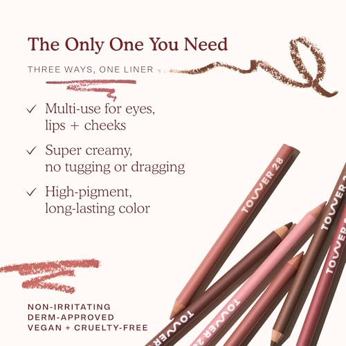Tower 28 OneLiner - Multi-Use Creamy Lip Liner, Eyeliner & Face Makeup Pencil for Sensitive Skin - Hydrating, Vegan Formul...