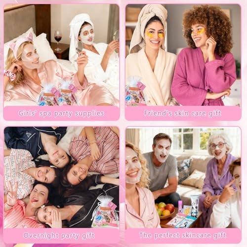 144 PCS Spa Party Supplies for Women,Spa Day Favors Essentials Include Face Masks Skincare, Games, Lip Balm, Under Eye Pat...