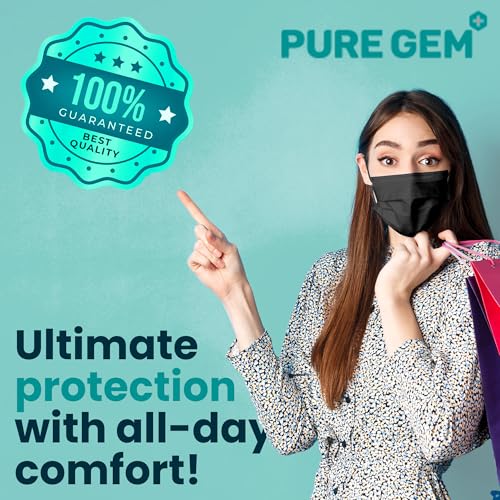 [Pack Of 150] Black Disposable Face Mask, 3-Ply Adult Masks, Facial Cover with Elastic Earloops For Home, Office, School, ...