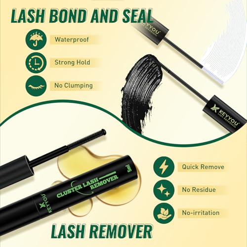 KEYYOULASH Lash Clusters Kit Thick 120pcs 8-18MIX Lash Extension Kit Volume Lash Clusters with Bond and Seal,Remover,Appli...