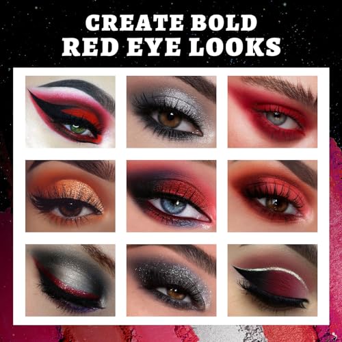 UCANBE Red Eyeshadow Makeup Palette, 15 Colors Burgunry Gray Silver Shimmer Matte Glitter Metallic Eye Shadow Pallet, Pigm...