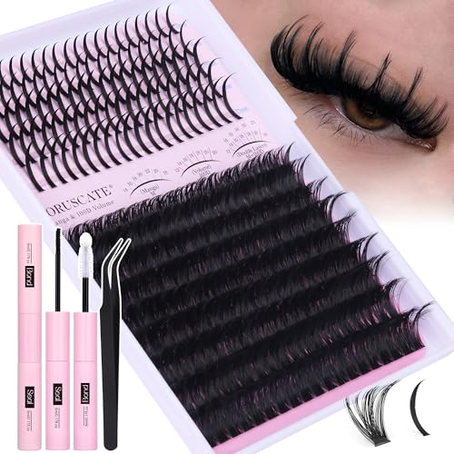 Lash Clusters Kit 100D Long Lash Spikes Lash Extension Kit Thick Eyelash Clusters Volume Individual Lashes Kit Mega Cluste...