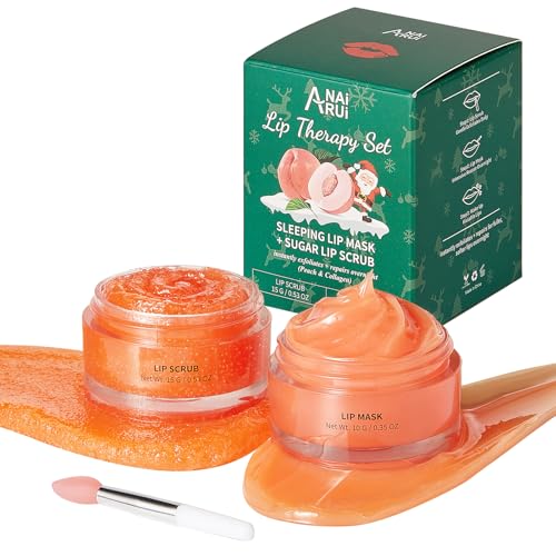 ANAI RUI Lip Scrubber Exfoliator & Lip Balm Hydrating, Lip Exfoliator Scrub and Moisturizer, Lip Sleeping Mask for Dry Dar...