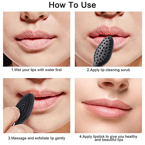 10 Pcs Lip Exfoliator Scrub Brush, Ooloveminso Silicone Lip Scrubber Exfoliating Brush, Soft Double-Side Lip Exfoliator To...