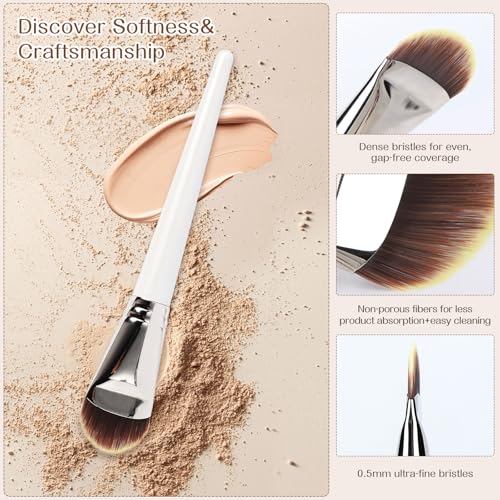 SEINGTOOM Foundation Brush, Flat Tongue-shaped Makeup Brush, Soft Synthetic Bristles for Liquid & Cream Foundation, Concea...