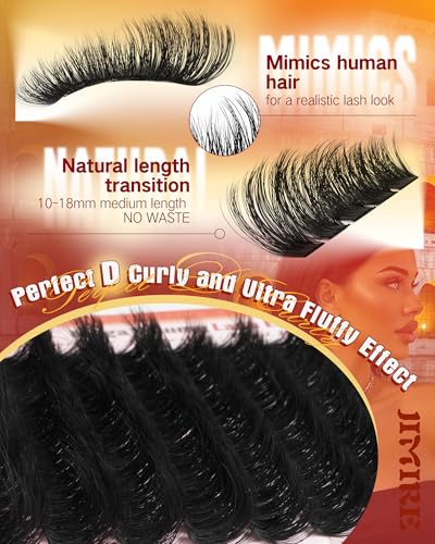 Fluffy Lash Clusters Kit Volume 200D Lash Extension Kit Cluster Eyelash Extension Kit 10-18MM Eyelash Clusters Kit with La...