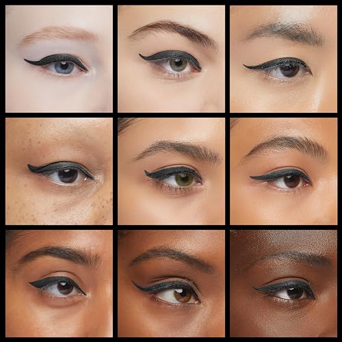 Linble Dual Ended Black Liquid Eyeliner - 2 in 1 Winged Cat Eye Stamp & Felt-tip Eyeliner Pen, Waterproof, Long Lasting an...