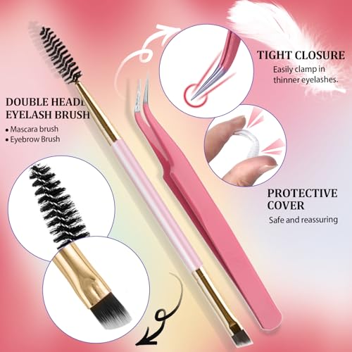 DNSGOOR DIY Lash Extension Kit 720Pcs 10-18mm D Curl Lashes Clusters with Lash Bond and Seal Glue Remover Lash Shampoo Cle...