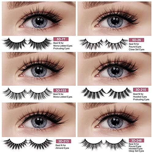 MAGEFY 30 Pairs 6 Styles Faux Mink Eyelashes, 16mm-20mm Lashes Natural Look to Dramatic False Eyelashes, Handmade Reusable...