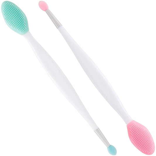 Winsyison 2pcs Silicone Lip Scrub Brush, Double-Sided Lip Exfoliator Brush for Dark Lips, Oval Lip Scrubber Tool for Remov...