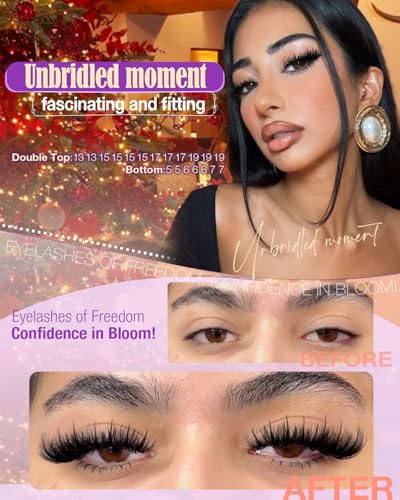 Volume Lash Clusters Kit Spikes Wispy Eyelash Clusters 60D 80D 100D Fairy Cluster Eyelash Extensions Kit with Bottom Lashe...