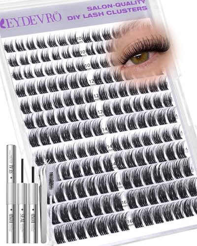 EYDEVRO Wispy Lash Clusters kit Eyelash Clusters Kit Natural Cluster Eyelash Extensions 10-16mm D Curl Cluster Lashes Salo...