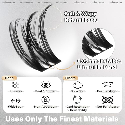 wiwoseo Flaunt Flora Lash Clusters Kit Flaunt Lash Clusters Kit Natural Lash Extension Kit Wispy Short Individual Lashes K...