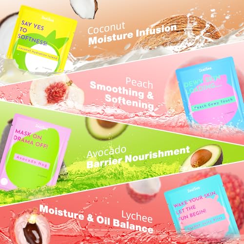 ZealSea Clean Beauty Face Masks Skincare, Minimalism 15 Ingredients Sheet Mask, Dopamine Color Design Facial Mask, Sleepov...