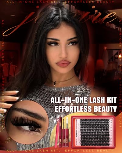 Fluffy Lash Clusters Kit Volume 200D Lash Extension Kit Cluster Eyelash Extension Kit 10-18MM Eyelash Clusters Kit with La...