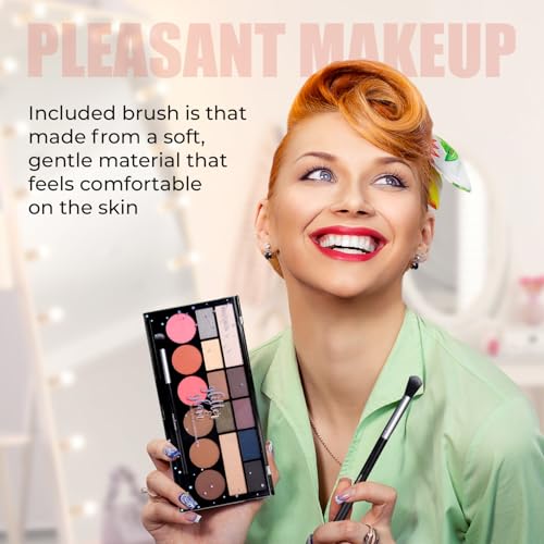 Profusion Cosmetics Glitter Glam Eye & Cheek Palette – 16 Pigmented Matte & Shimmer Shades for Eyeshadow, Blush, Bronzer &...