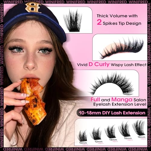 Winifred Lash Clusters Kit Fluffy Lash Extension Kit Fairy Wispy Eyelash Clusters Thick Volume Cluster Eyelash Extensions ...