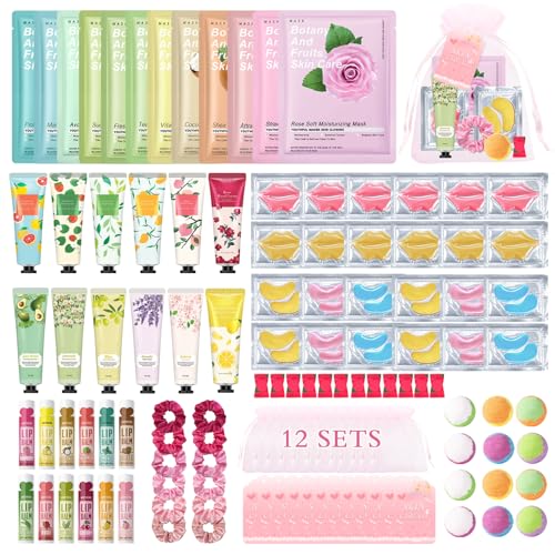 QIUFSSE 120 PCS Spa Party Supplies for Girls & Women,Spa Party Favors Include Face Masks Skincare,Hand Cream,Lip Balm,Eye ...