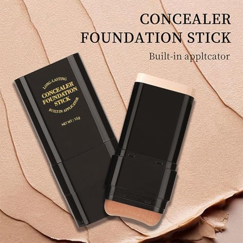 2 in 1 Dual-Ended Long-Lasting Concealer Foundation Stick,Long-Lasting Concealer stick,Full Coverage Foundation Stick,Natu...