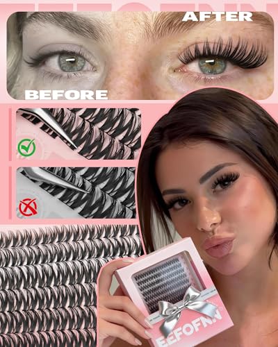 Lash Clusters Wispy Eyelash Clusters 10-14mm Individual Lashes Natural Wet Cluster Eyelash Extensions C Curl Lashes Cluste...