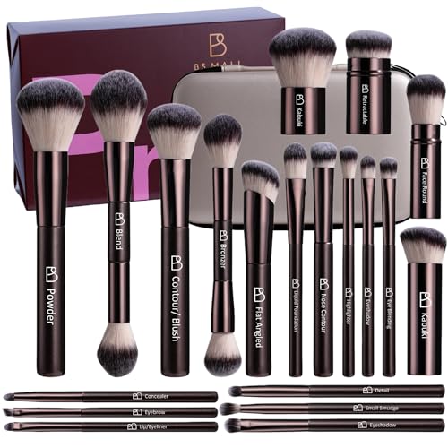 Professional Makeup Brushes BS-MALL With Travel Case - Kabuki Brush Eyeshadow Brush, Concealer Brush, Blush Brush Bronzer...