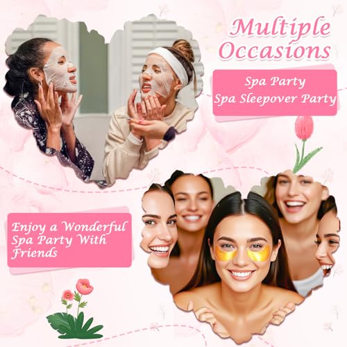 KONEUK 120 PCS Spa Party Supplies for Women, Spa Party Favors Include Face Masks Skincare, Hand Cream, Lip Balm, Under Eye...